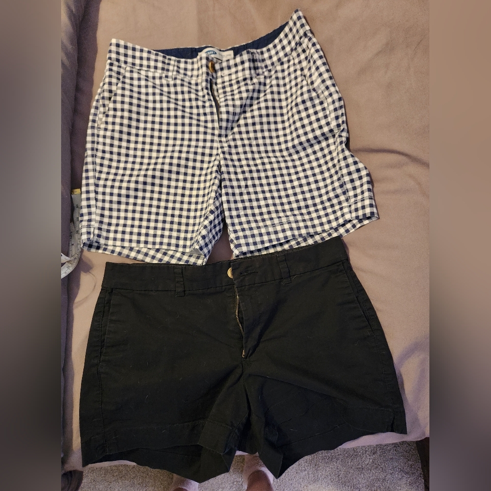 Old Navy Black Shorts and Navy Gingham Bermuda Set
